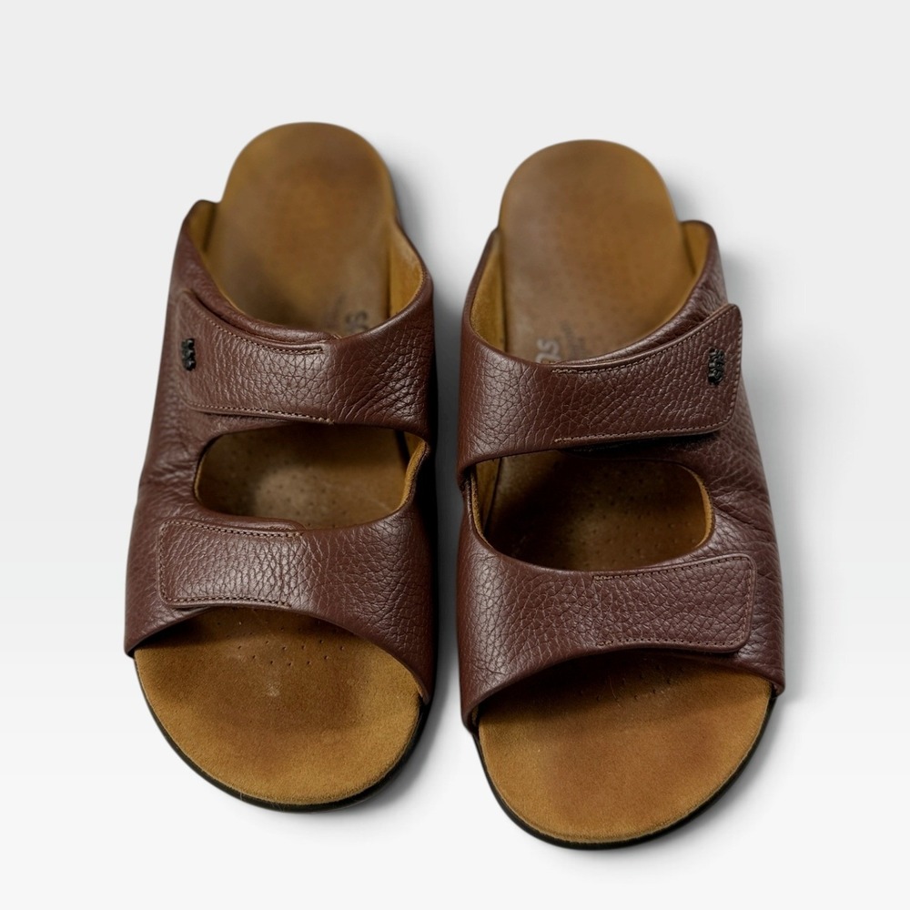 SAS Cozy Amber Slide Sandals Womens 10 M Brown Leather Comfort Made in USA EX
